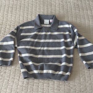 Zara Gray and White Striped Kids Shirt
